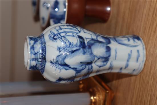 Seven pieces of Chinese porcelain including stem cups, bowl and vase